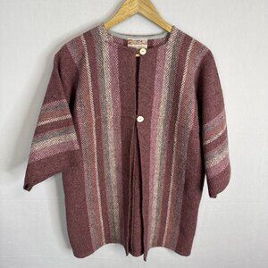 Bogside Weaving 100% Wool Striped Cardigan Sweater Tunic Canada